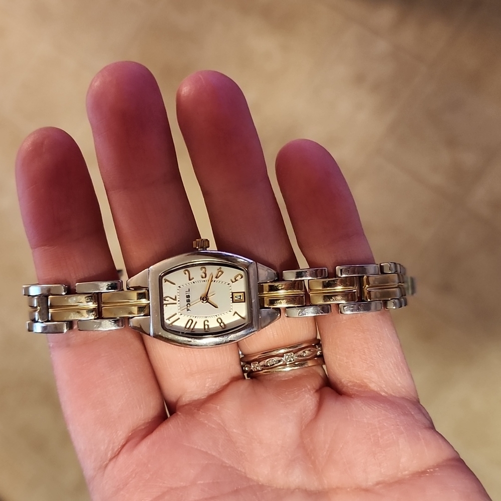 Fossil two-toned bracelet style watch